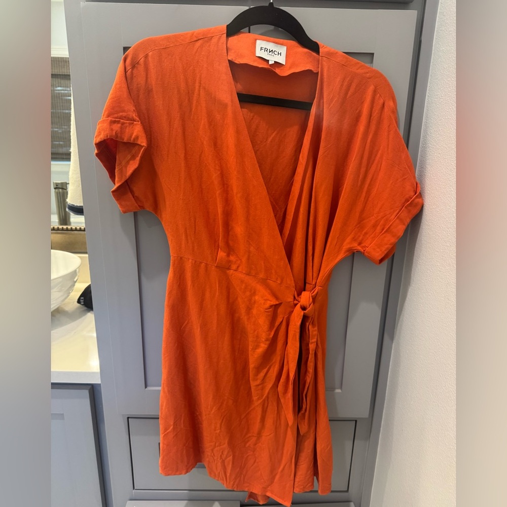 French Connection Vibrant Orange Wrap Dress
